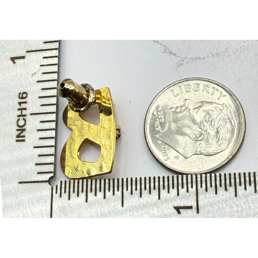Gold Tone Letter B‎ Rhinestone Initial Lapel Pin Brooch Small 5/8